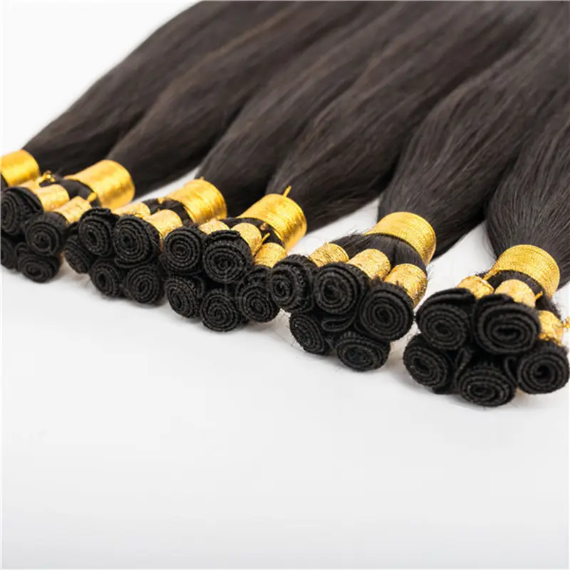 Russian hair factory price cuticle aligned hand tied weft hair extension QM266